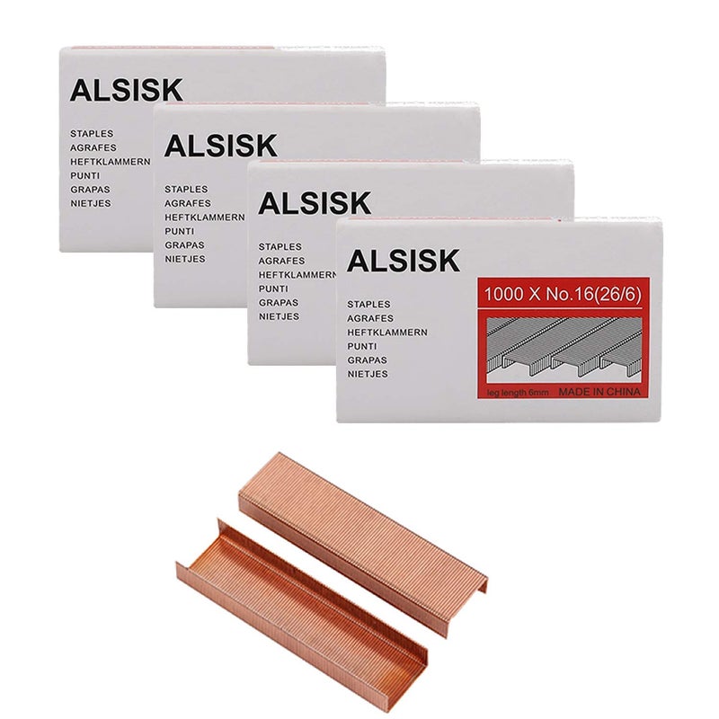 Alsisk 26/6 Standard Staples,1/4 Inch Leg,4 Boxes-4000, Rose Gold - Image 1